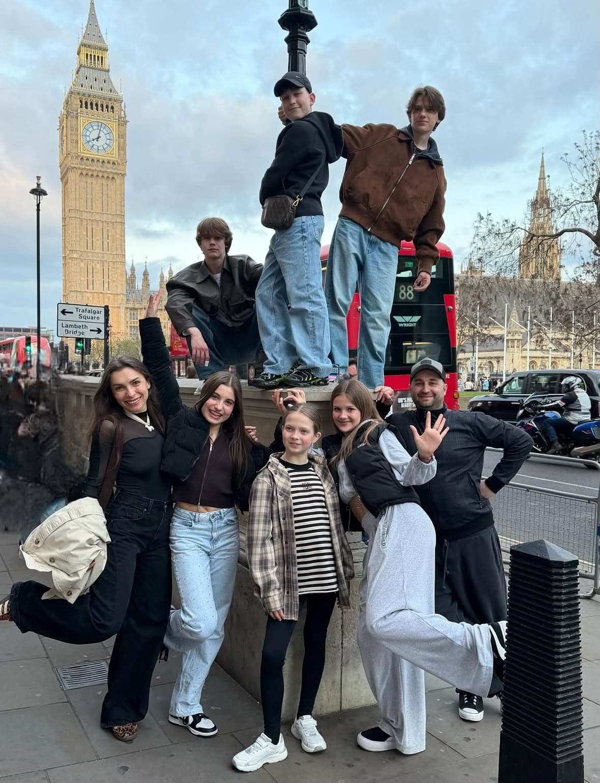 Travel group near Big Ben in London